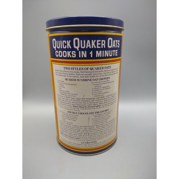 Vintage 1980s 90s Lot of 2 Quaker Oats Metal Tin Cans, 1983, 1990 - Picture 8 of 17